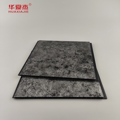 Hochglanz schwarzes Panel mit Sliver Halo Muster PVC Wandplatten Luxus Design PVC-Platte für die Wohnkultur