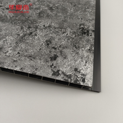 Hochglanz schwarzes Panel mit Sliver Halo Muster PVC Wandplatten Luxus Design PVC-Platte für die Wohnkultur