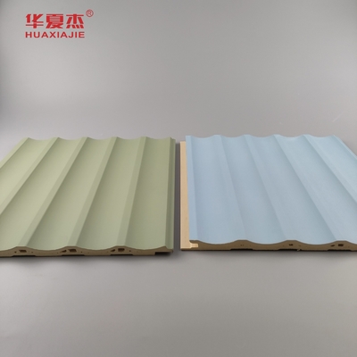 Lamierte Wpc-Wandplatte Fluted Pvc-Platte Grün Blau Gebäude Dekoration