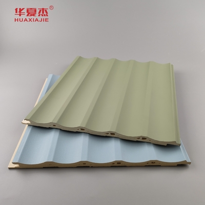 Lamierte Wpc-Wandplatte Fluted Pvc-Platte Grün Blau Gebäude Dekoration