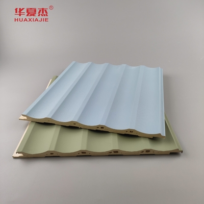 Lamierte Wpc-Wandplatte Fluted Pvc-Platte Grün Blau Gebäude Dekoration
