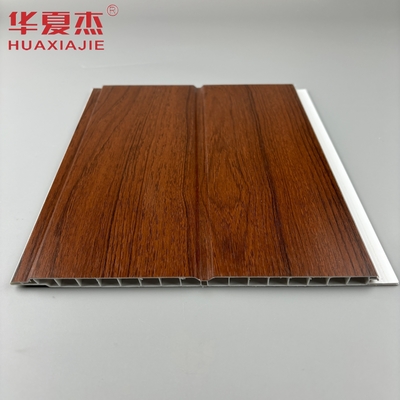 U-förmige PVC-Wandplatten aus rotem Holz Feuchtigkeitsdichte PVC-Deckenplatten für Wohnzimmerdekoration
