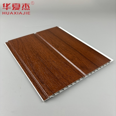 U-förmige PVC-Wandplatten aus rotem Holz Feuchtigkeitsdichte PVC-Deckenplatten für Wohnzimmerdekoration