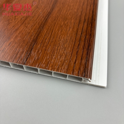 U-förmige PVC-Wandplatten aus rotem Holz Feuchtigkeitsdichte PVC-Deckenplatten für Wohnzimmerdekoration
